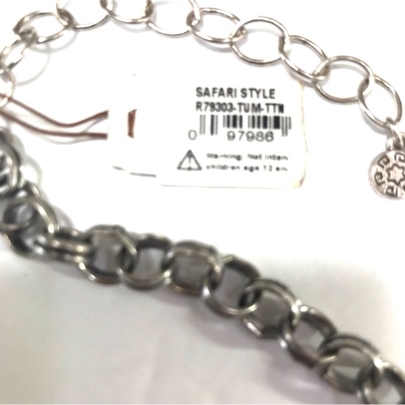 NWT Ruby Rd Safari Double Strand Necklace Turquoise Bamboo Brown Silver Tone NEW - Picture 4 of 8